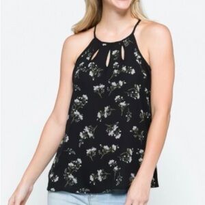 NWT Papermoon Walita Black and White Floral Cut Out Tank Top Size M